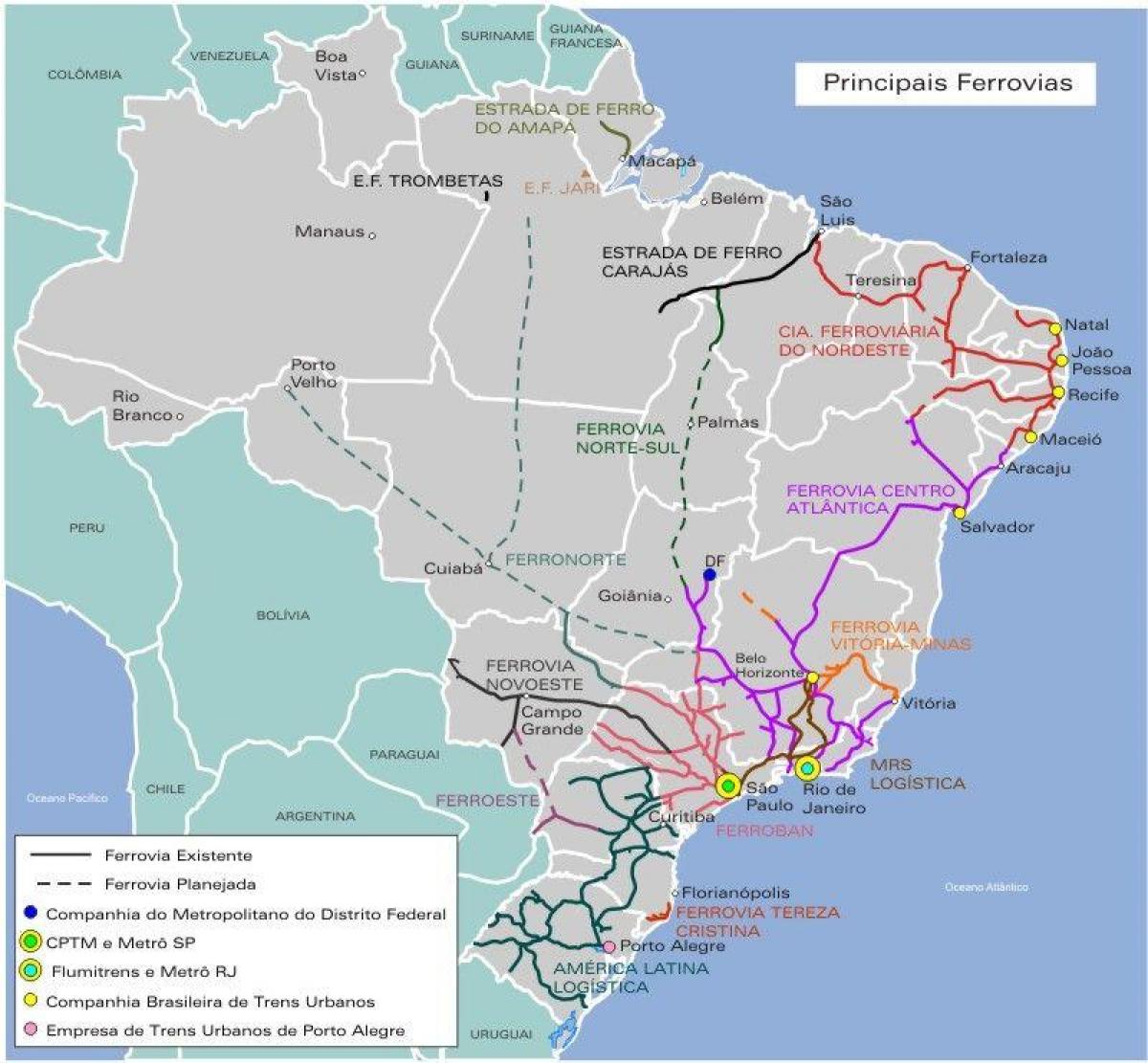 ブラジル鉄道地図 ブラジル鉄道の地図 南米 ア