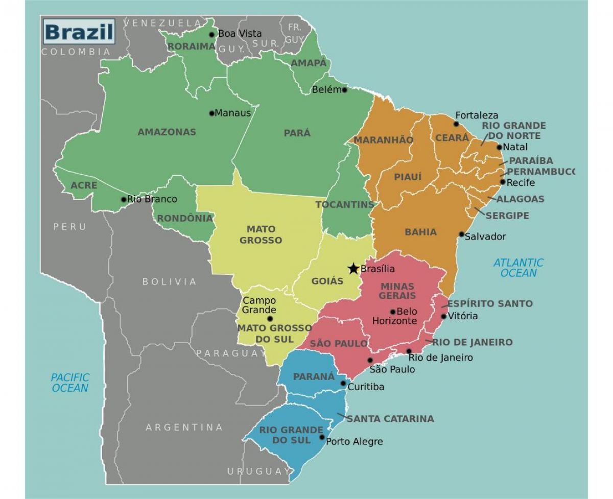 地域ブラジルの地図-地図のブラジル地域（南米-ア)