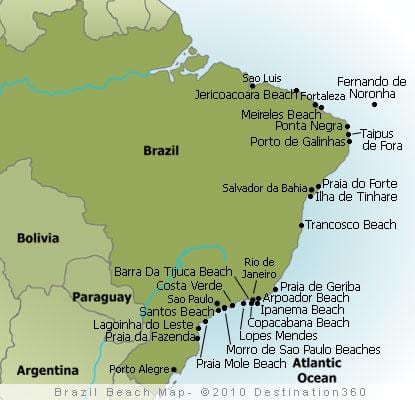 地図のブラジルのビーチ