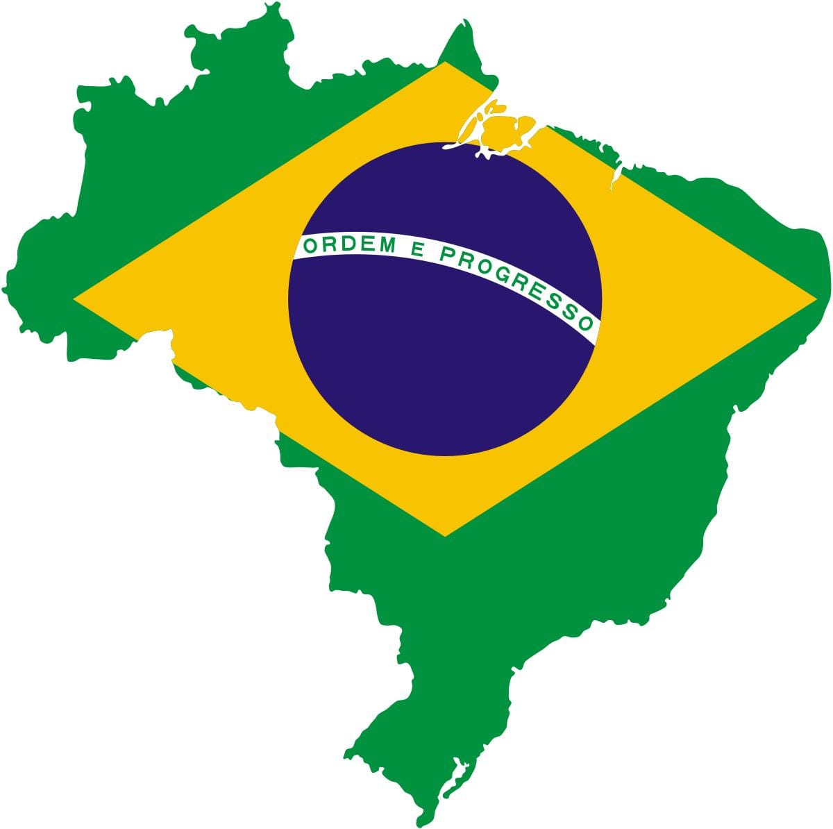 ブラジルの国旗を地図