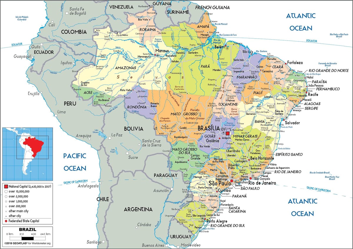 ブラジルの地図