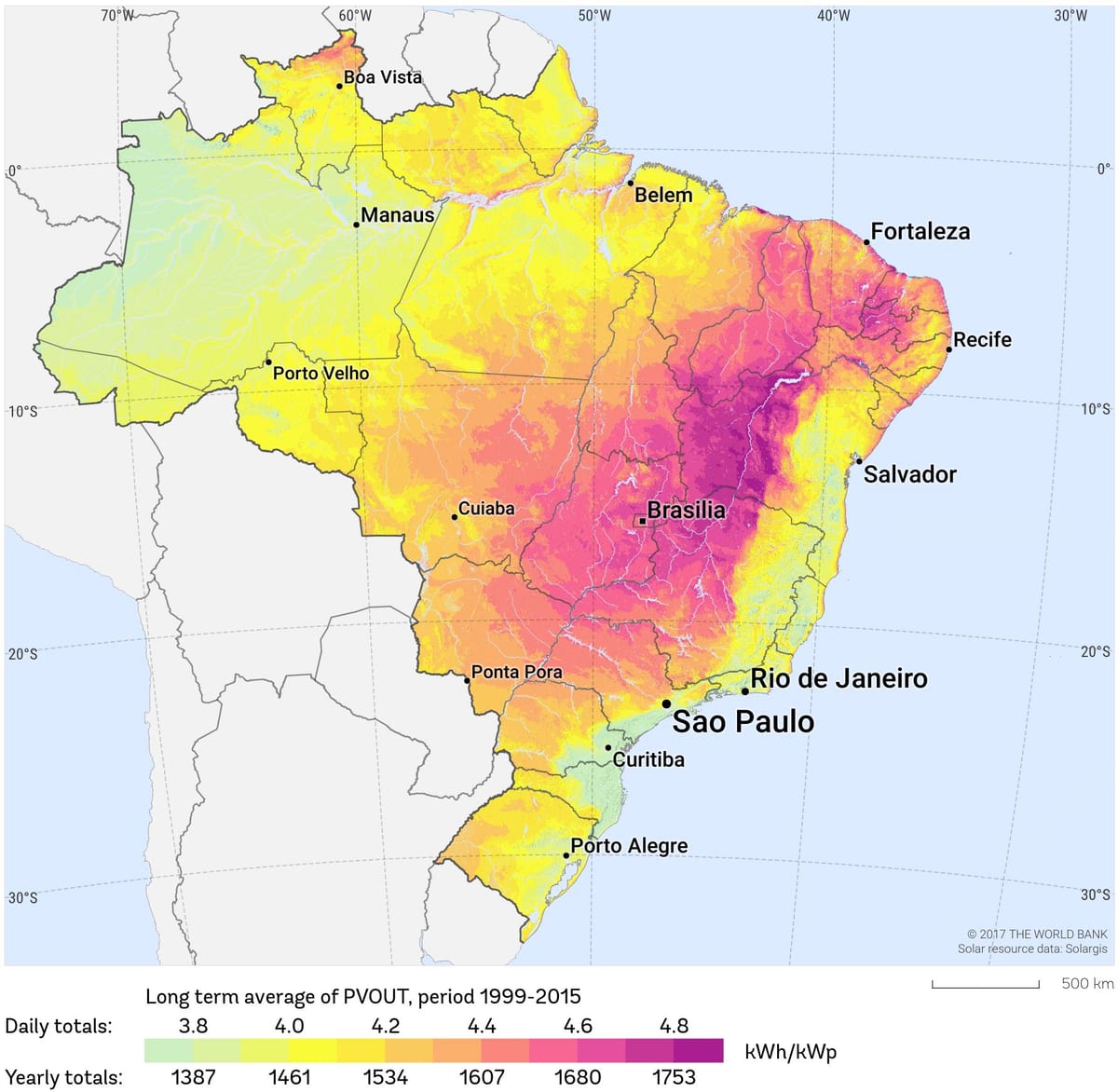 地図のブラジルの日差し