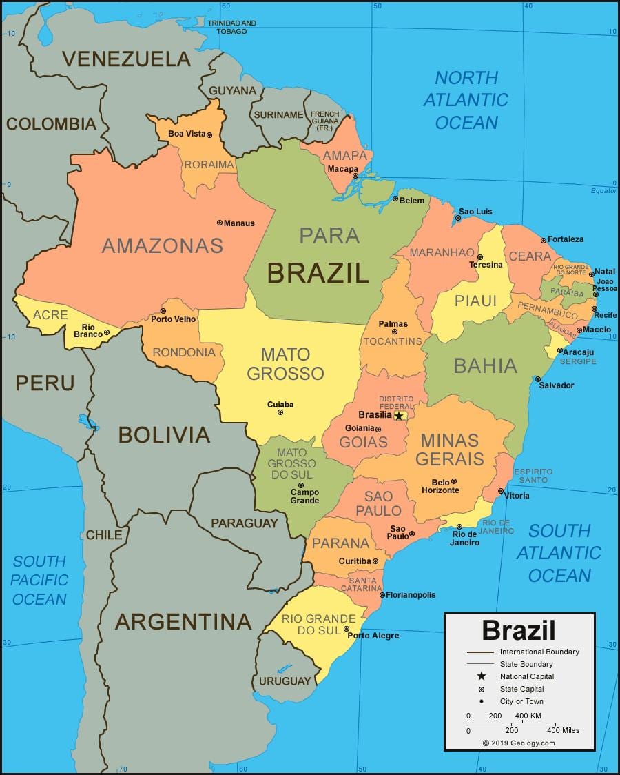 ブラジルの国家の地図