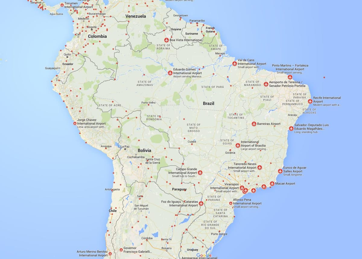 国際空港にブラジルの地図