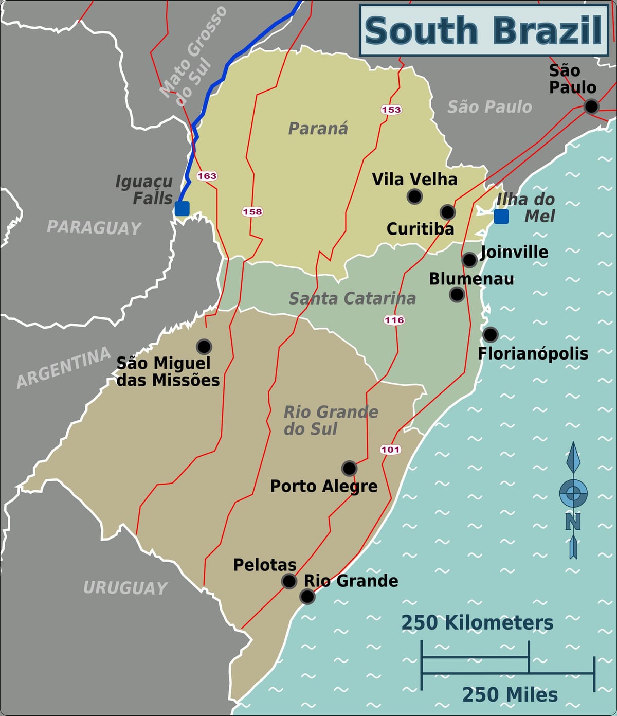 地図の南のブラジル