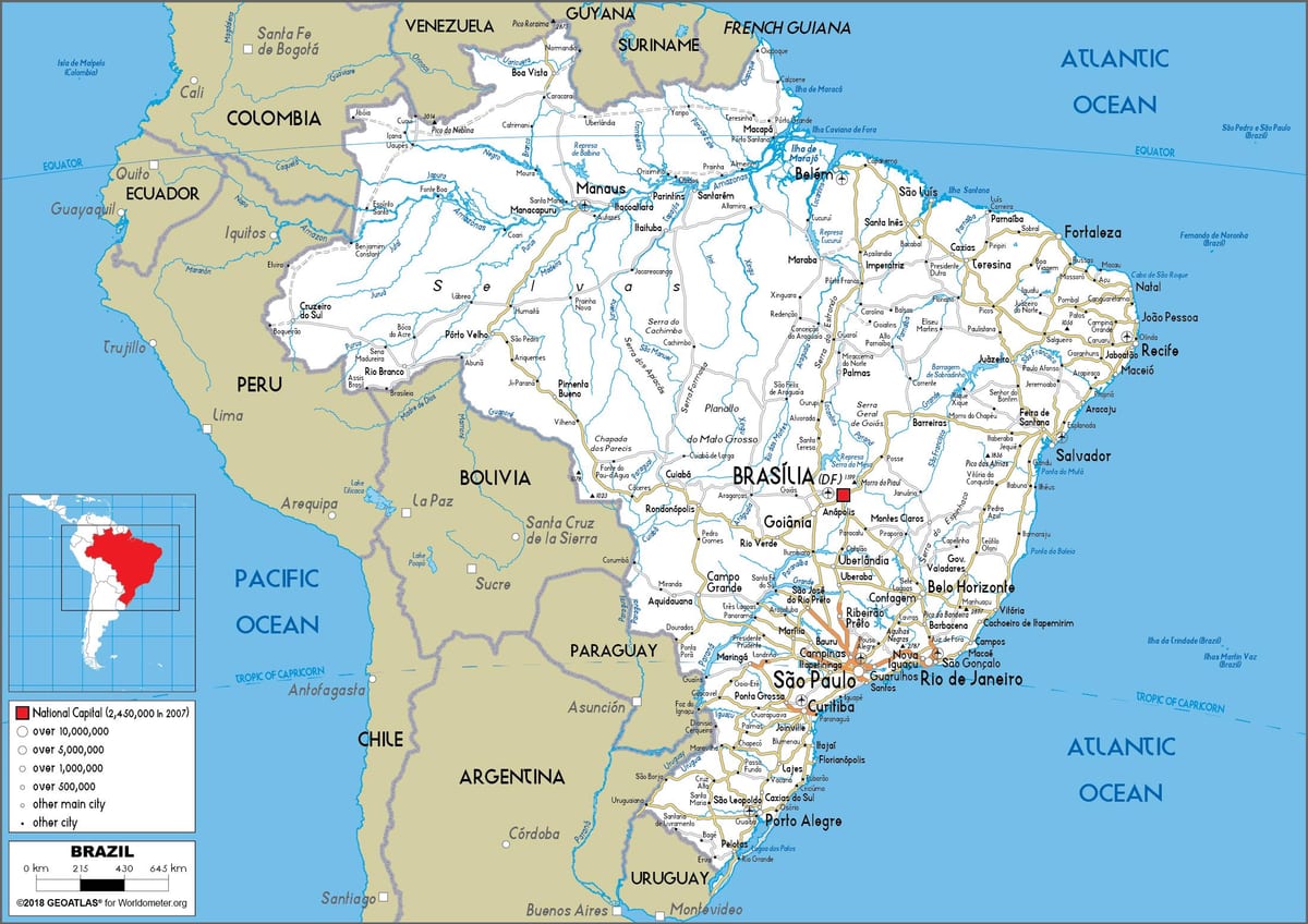 ブラジルの詳細地図