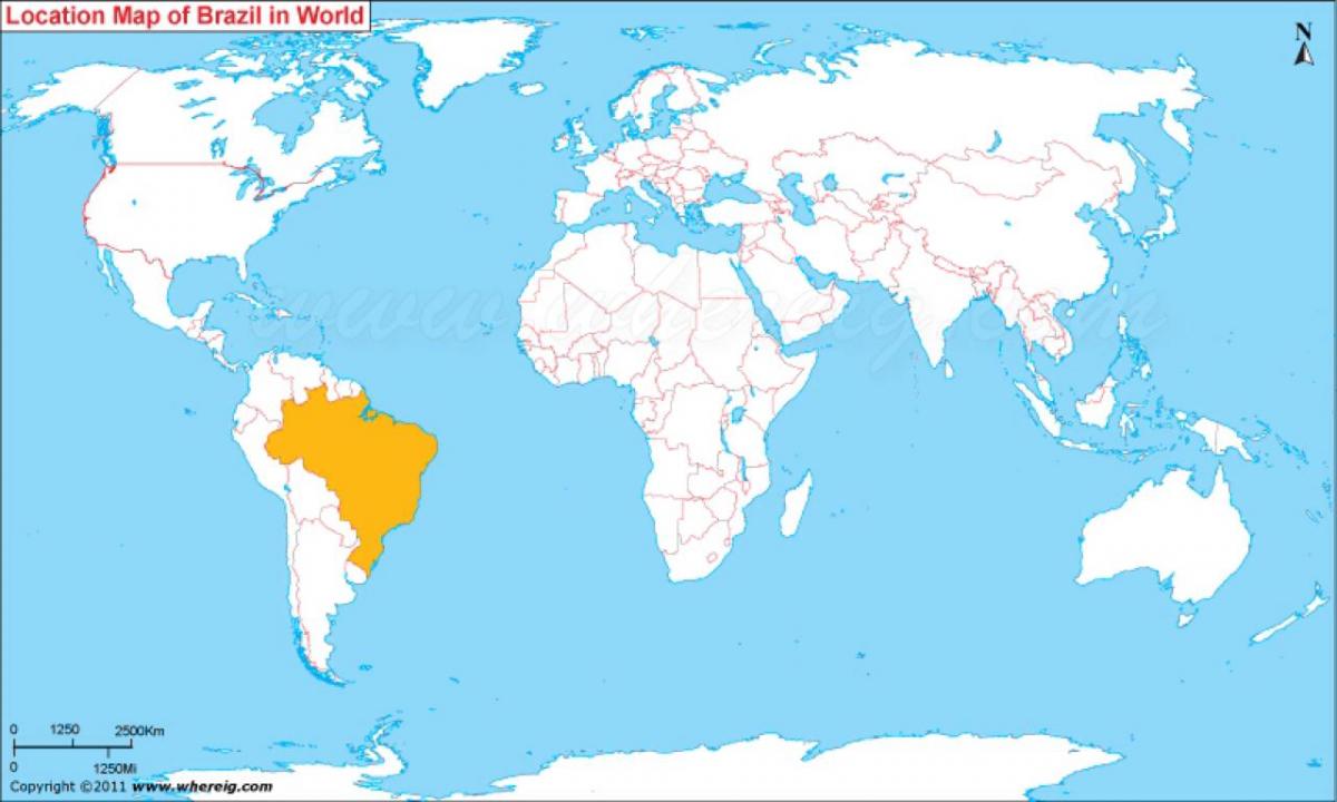 立地のブラジルの世界地図