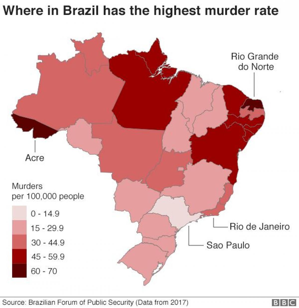 地図のブラジルの犯罪