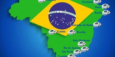地図のブラジルのスタジアム