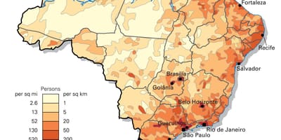 人口密度ブラジルの地図