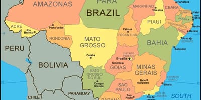 地図にはブラジルの都市と国家