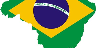 ブラジルの国旗を地図