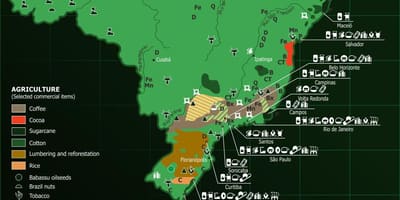 地図のブラジルの天然源