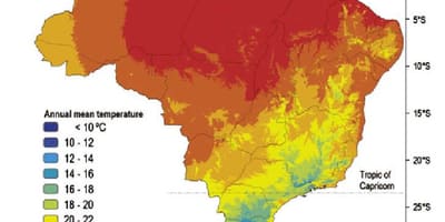 地図のブラジル温度
