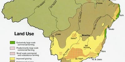地図のブラジルで農業