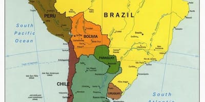 地図のブラジルの周辺国