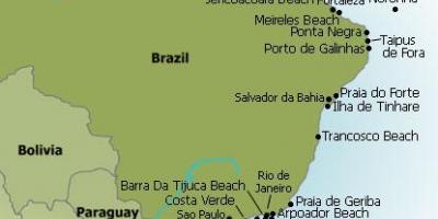 地図のブラジルのビーチ